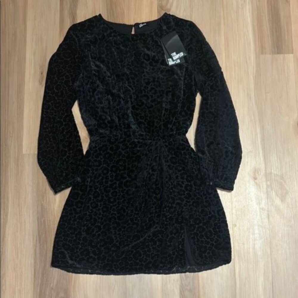 NWT Black Velvet Floral Dress